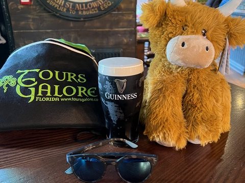 Photo of hat, beer and stuffed animal